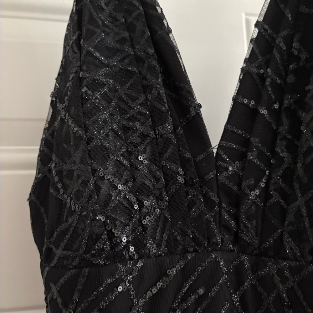 Luxxel Black Sequin Halter Dress